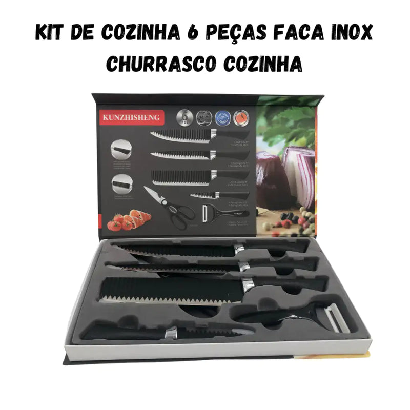 Kit de Facas Premium Chef Churrasco/Cozinha + Afiador de Facas Brinde Exclusivo