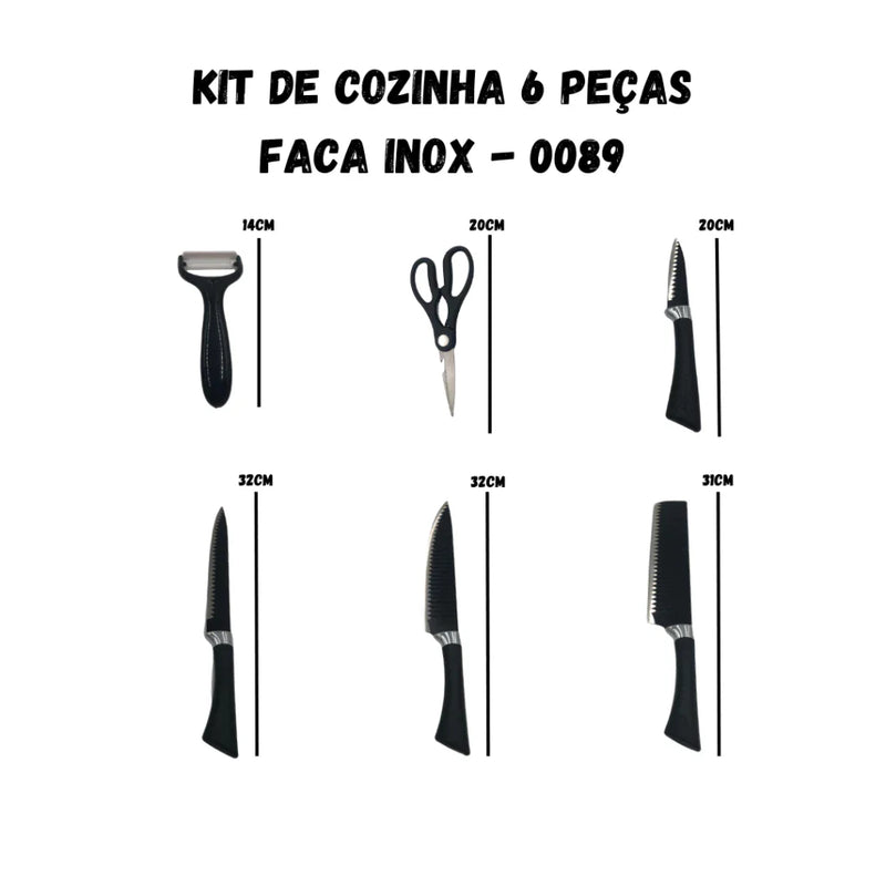 Kit de Facas Premium Chef Churrasco/Cozinha + Afiador de Facas Brinde Exclusivo